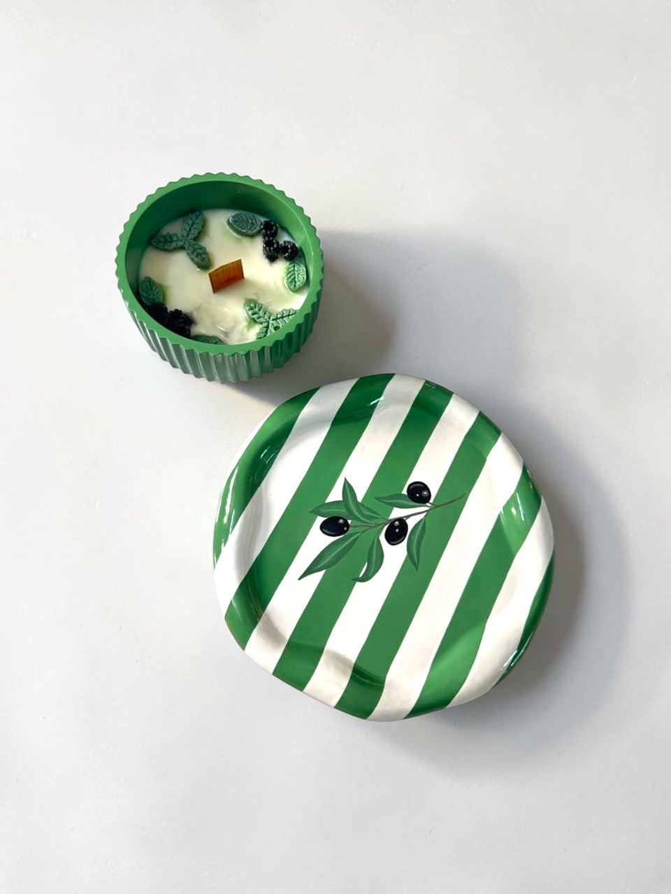 Tuscan Olive Ceramic & Candle Duo