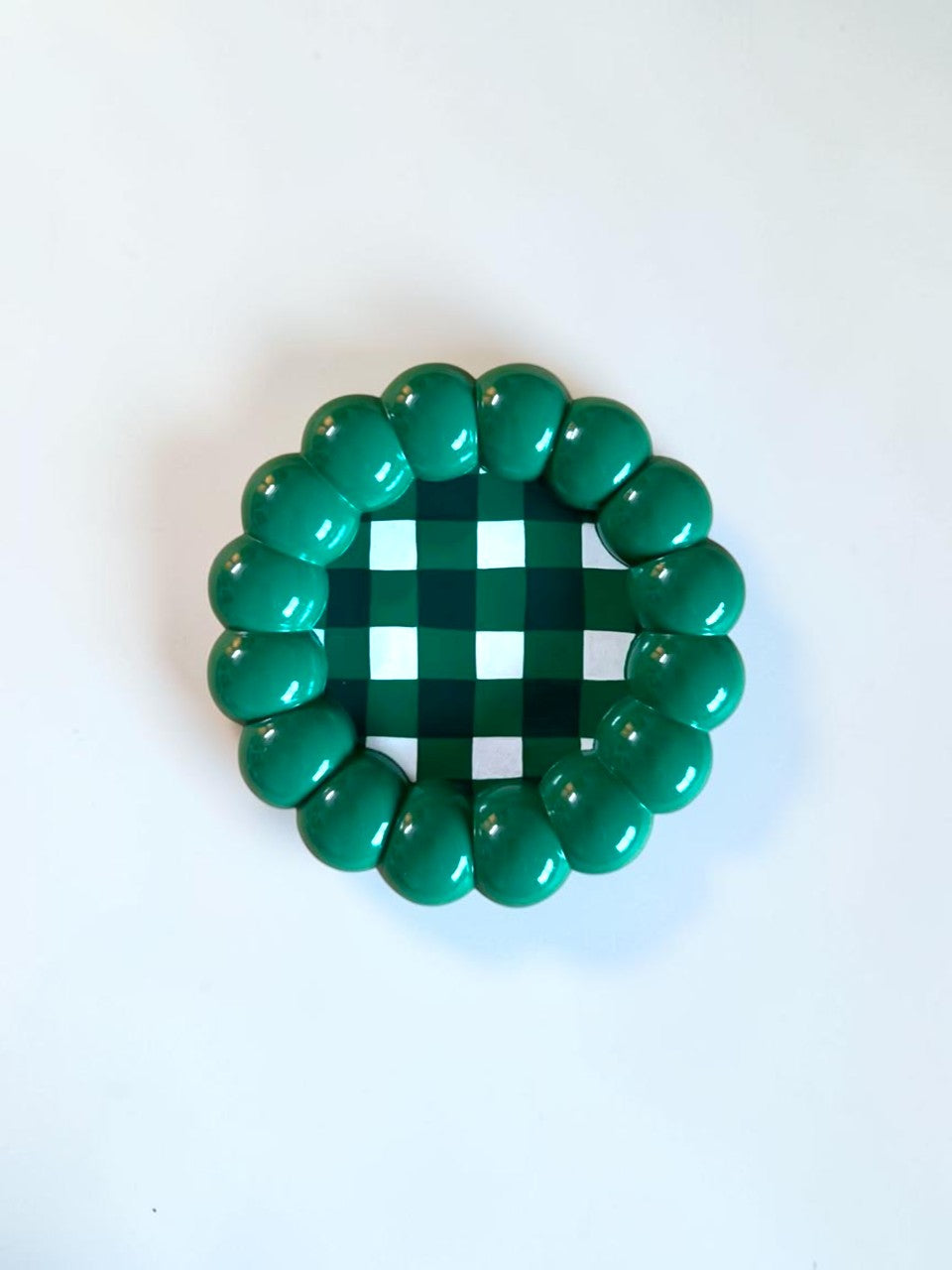 Green Gingham Tray