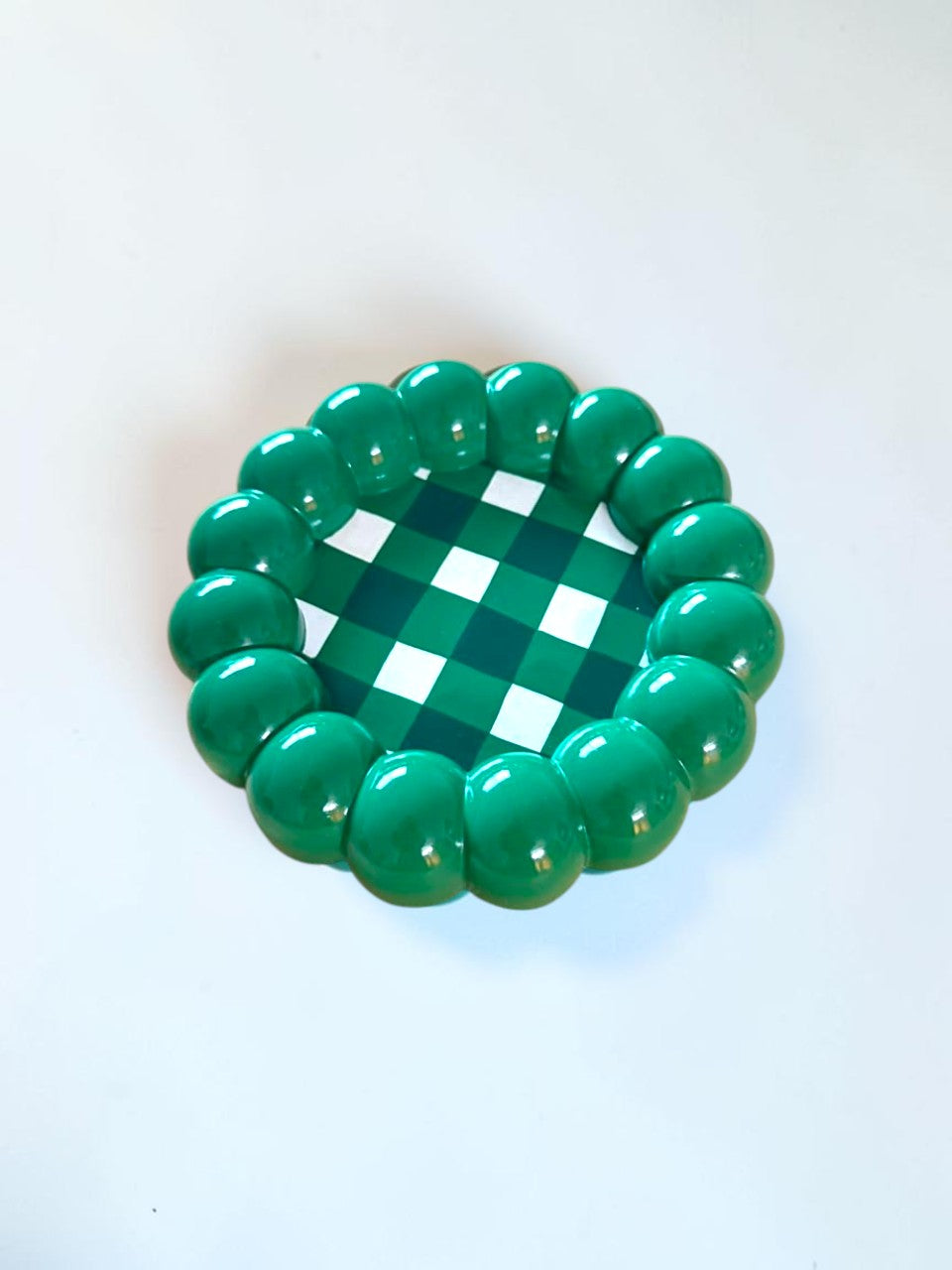 Green Gingham Tray