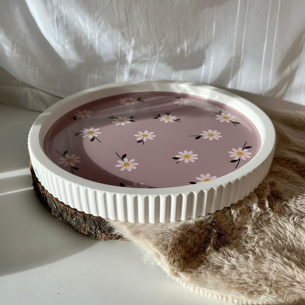 Mauve Daisy Round Tray