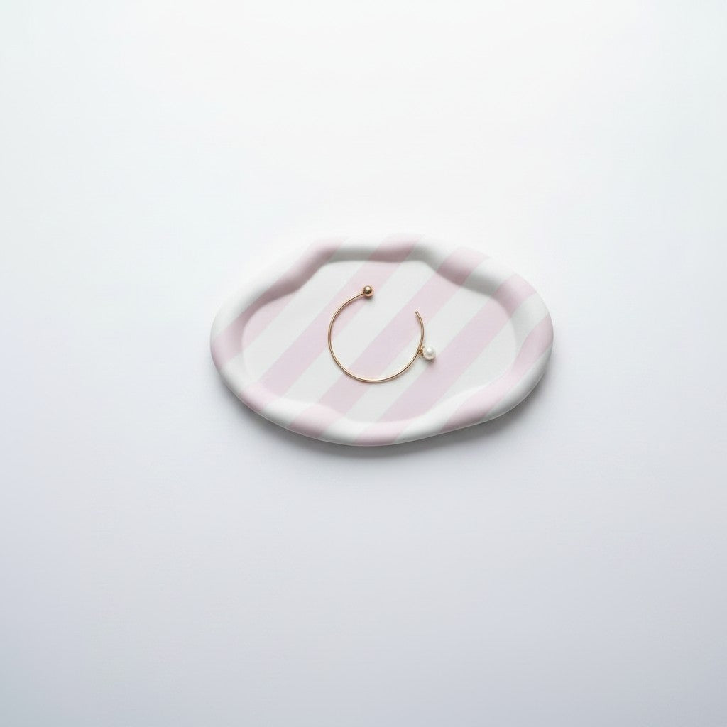Striped Oval Trinket Cloud Tray