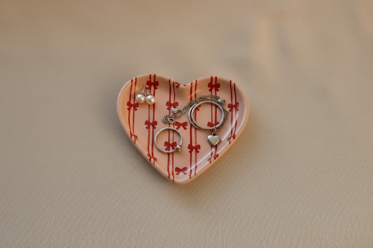 Ribbon Stripe Heart Tray